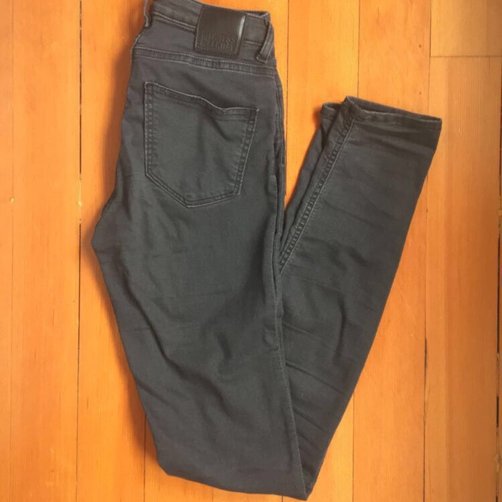 Weekday High Waisted Skinny Washed Black Jeans